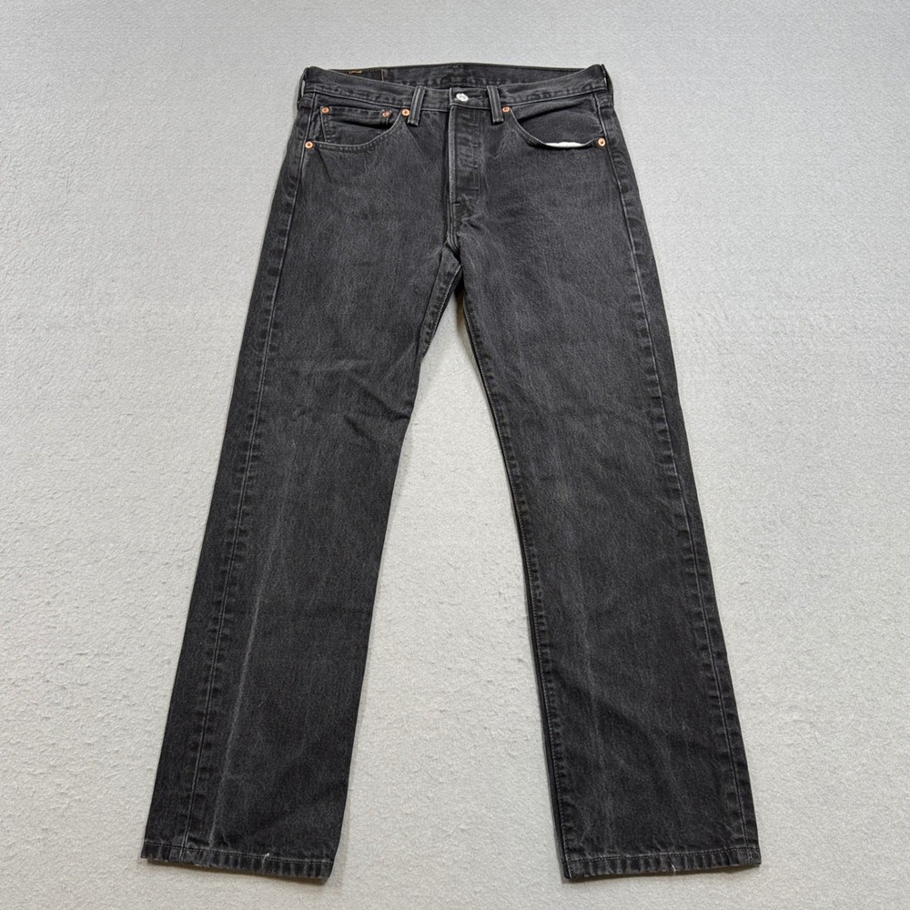 Y2K Levi's 501 Jeans Men's 31x30 Faded Black Straight Leg Original Denim Cotton